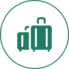Travel bag illustration in circle